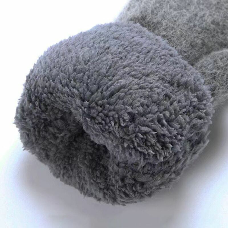 Guantes de lana de Cachemira de dedo completo, manoplas de felpa de doble capa de terciopelo, protección de manos gruesa y cálida, invierno, conducción