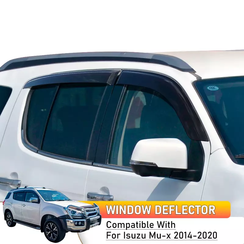 Defletor da janela do carro para Isuzu Mux, guarda de chuva solar, escudo do tempo, viseira, cabine dupla, 2014-2020, 1 conjunto
