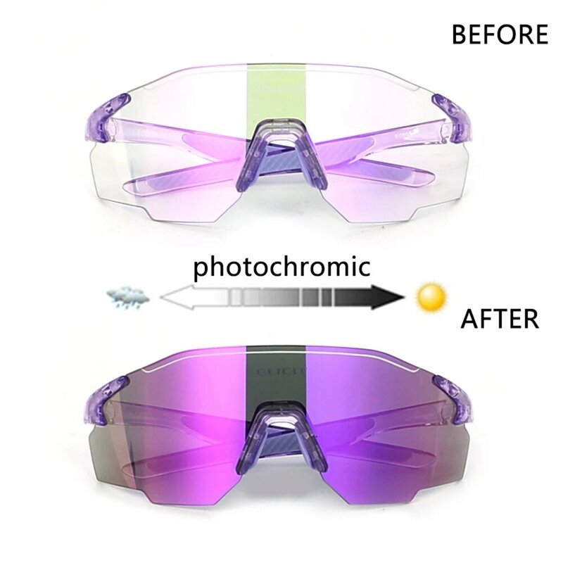 Óculos de ciclismo polarizados fotocromáticas para homens e mulheres, óculos de bicicleta, óculos de proteção UV400, óculos MTB, Road Bicycle Goggles, Novo