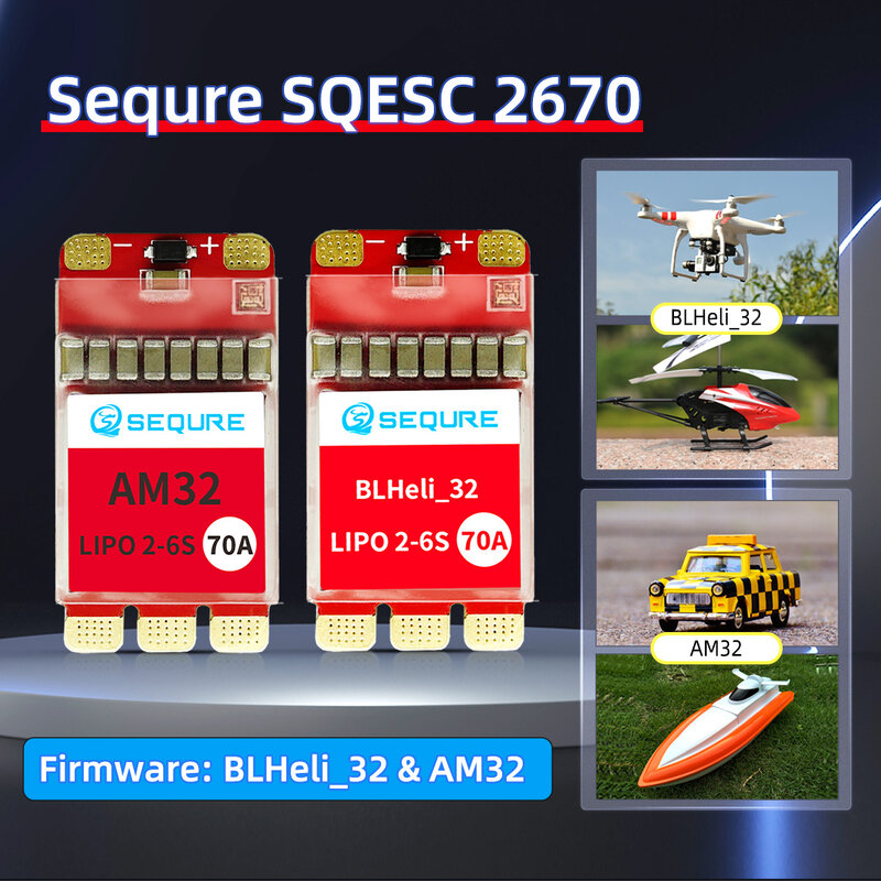 Sequre-Firmware Blheli_32 | Am32 sin escobillas 2-6s Lipo Powered 70a, compatible con multieje Uav Esc con frecuencia Pwm de 2670 khz, 128