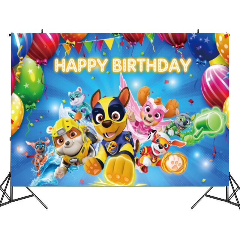 PAW Patrol-Decoración de fiesta de cumpleaños, placa de pajitas de plástico, pegatinas para servilletas, globos de perro de dibujos animados, decoración de pasteles, suministros para eventos
