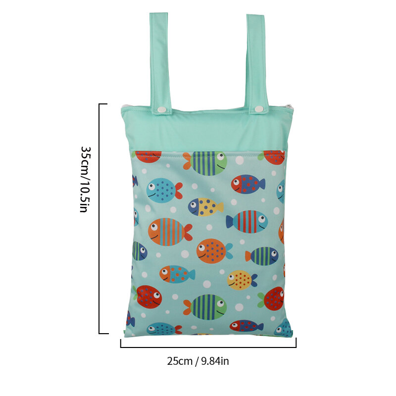 Babyshow 25*35cm Nappy Wet Dry Bag Double Handle Baby Stroller Hanging Bag Waterproof Washable Reusable Wetbag Swimsuit