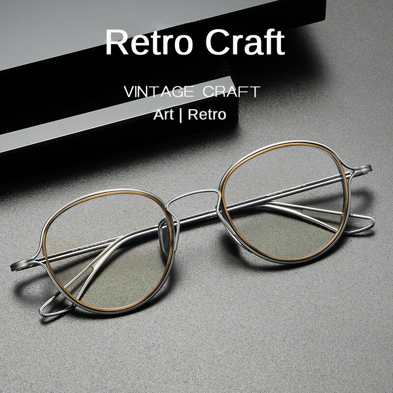 Kacamata bulat Retro bisnis mewah bingkai kacamata wanita ultra-ringan Jepang kacamata miopia untuk pria dan wanita desainer merek