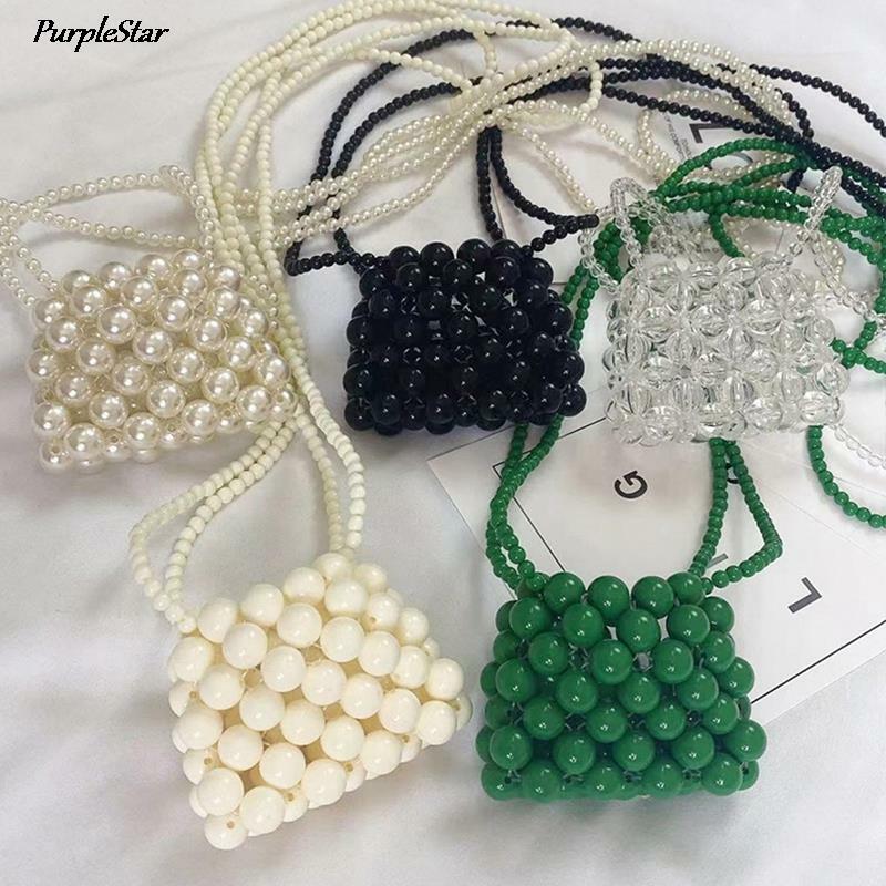 Acryl Mini Geldbörse Candy Farbe Perle Umhängetaschen für Mädchen Handgemachte Münzfach Baby Kind Prinzessin Handtaschen Schulter Tasche