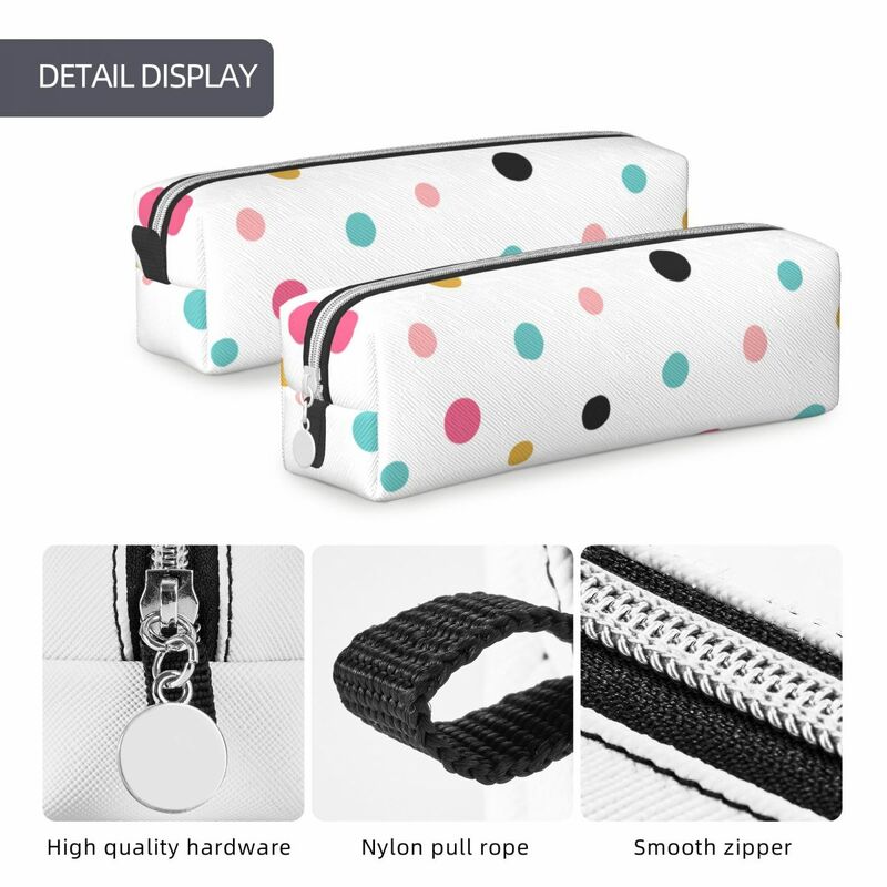 Colorful Polka Dots Abstract Multicolored Pencil Case Fun Pen Holder Pencil Bags Kids Big Capacity Office Gift Pencilcases