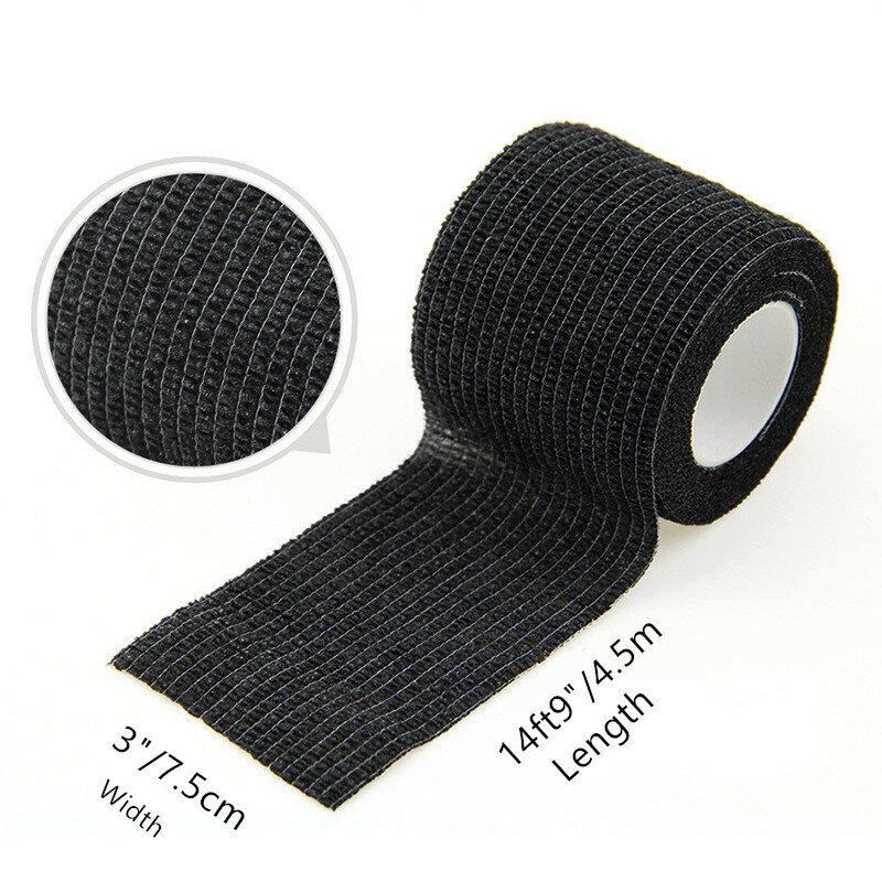6 Pieces Disposable Black Tattoo Grip Cover Wrap Bandage For Tattoo Grip Bandage Machine Tape Tube Accessories 3in(7.5cm) width