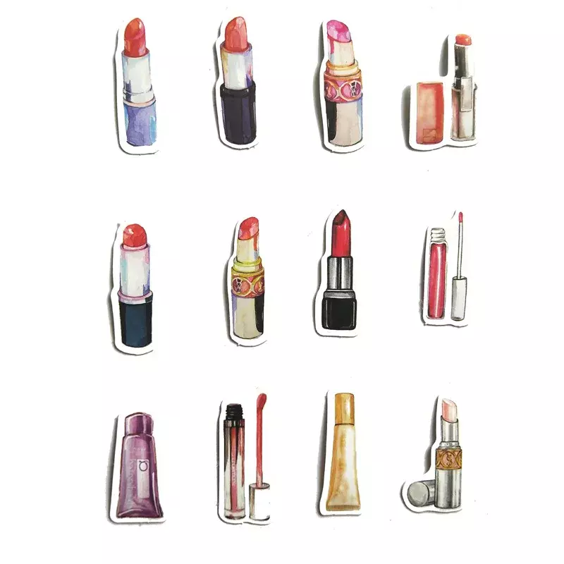 10/30/45pcs Hand Drawing Watercolor beauty Cosmetics Sticker Lipstick decoration Notebook Planner Scrapbooking/DIY stickers