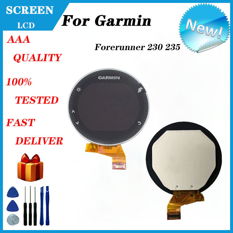 Tela LCD para Garmin Forerunner, Substituição do GPS Watch Display, Peças de reparo, 230 235