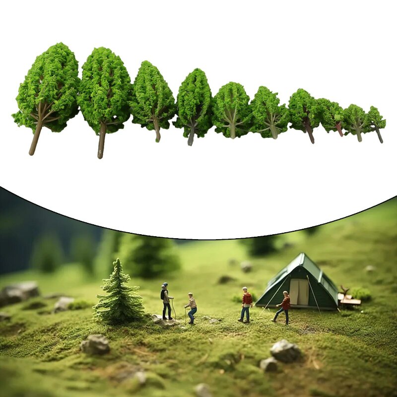 Árvores modelo do pinho para a estrada de ferro do trem Diorama Wargame Park, paisagem paisagem, decoração home plástica do jardim, 10 PCes, H 4,8 a 16cm