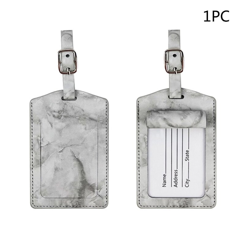 PU Leather Travel Luggage Tag Portable Travel Accessory Marble Texture Baggage Tags Boarding Pass Suitcase Label