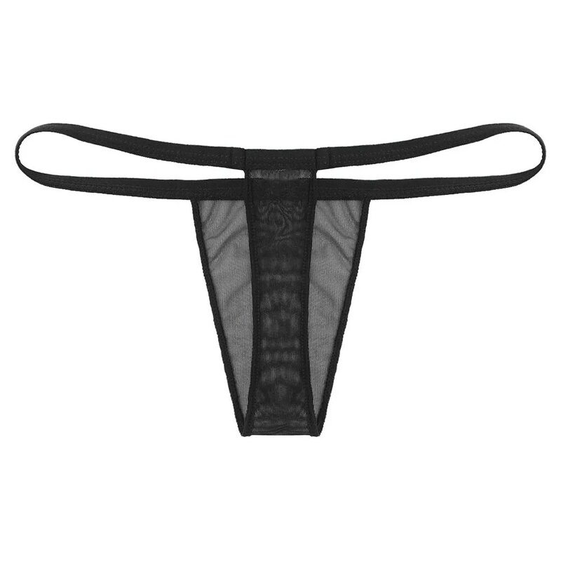 Men Sexy Mesh Elastic Underwear Ultra-Thin Thongs G-string See Through Underpants Gay Sissy Bulge Pouch Briefs Low Rise Panties