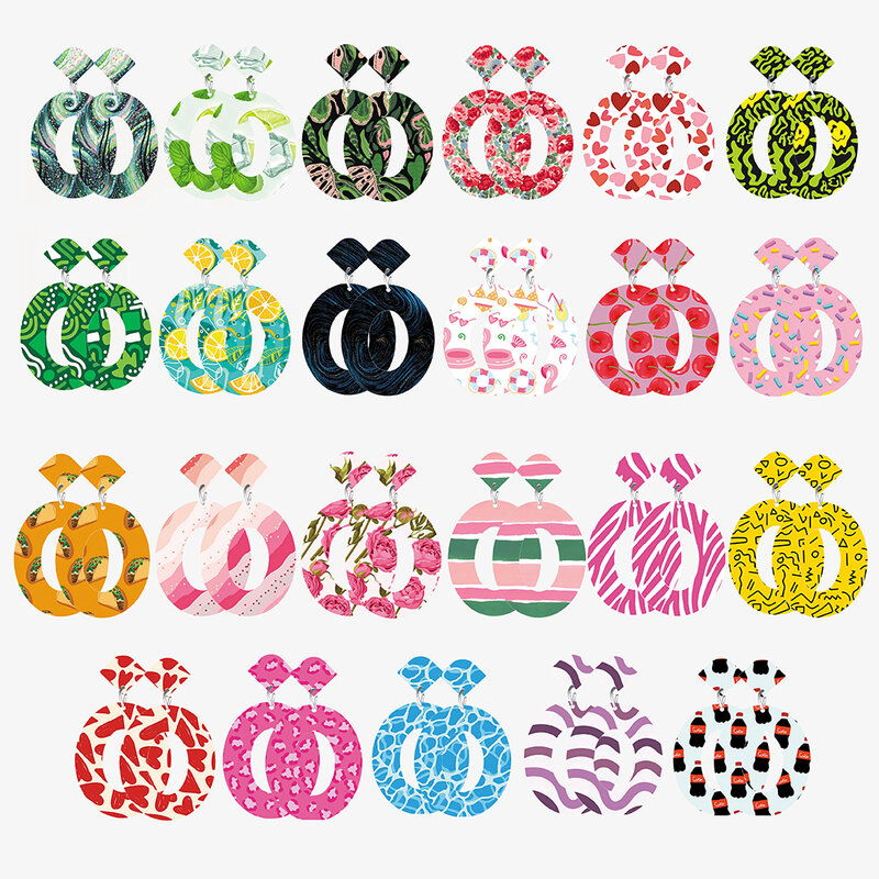 Boucles d'oreilles en acrylique à la mode, minimalistes, élégantes, personnalisées, géométriques, ovales, en forme de cœur, imprimé léopard rose