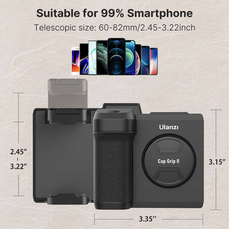 Ulanzi CapGrip II Handheld Smartphone, Selfie Booster, aperto de mão, Bluetooth, controle remoto, obturador do telefone para iPhone, Android