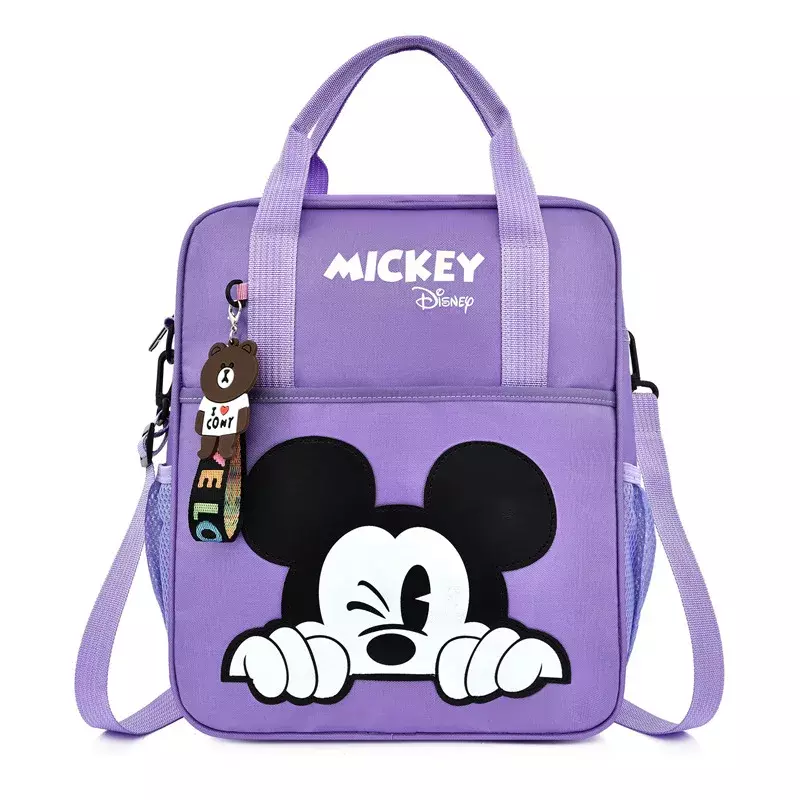 MINISO Disney Student Tutoring Bag Multifunctional Cartoon Mickey School Backpack Tote Handbag Document Bookbag Square Schoolbag