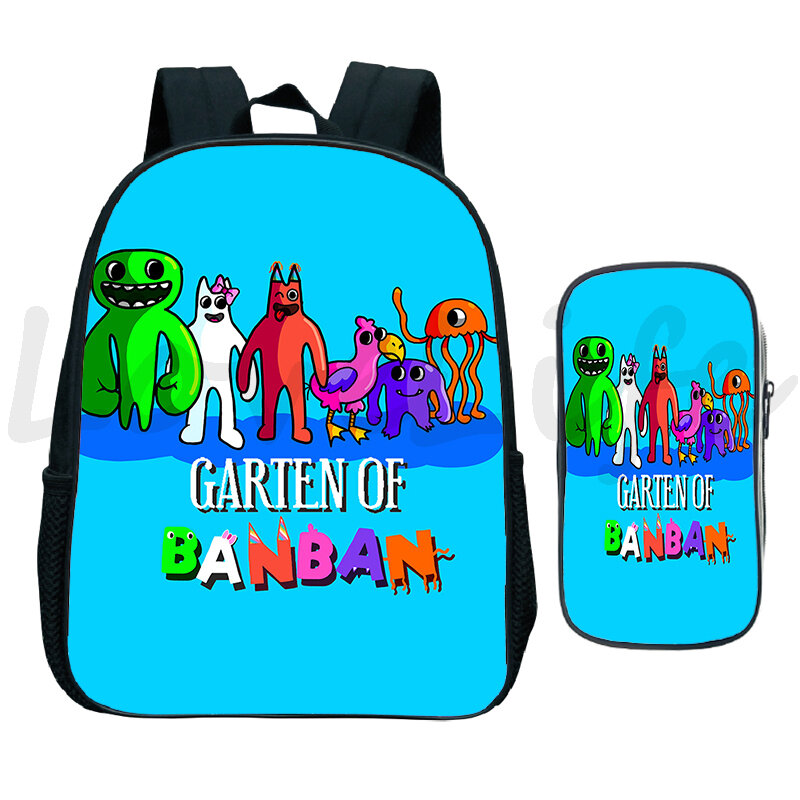 Garten de Banban Mochilas Set, Lápis Case, Waterproof Kindergarten Backpack, Kids Cartoon School Bags, Girls Small Schoolbag, 2Pcs