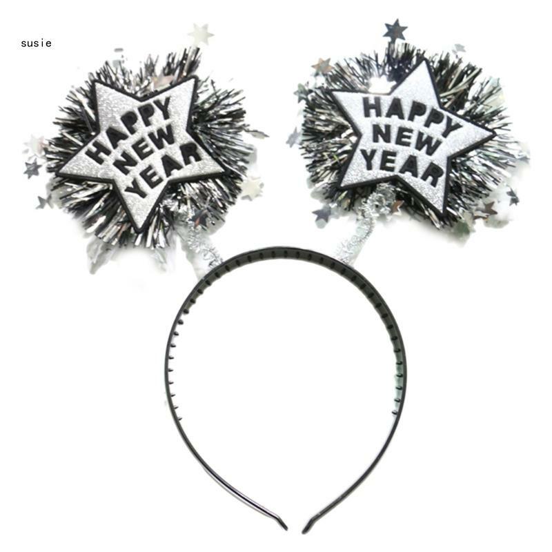X7YA Stirnband Stern Silvester Party Pailletten Form Stern Haar Hoop für Waschen Gesicht 2023 Haarbänder Party Kostüm