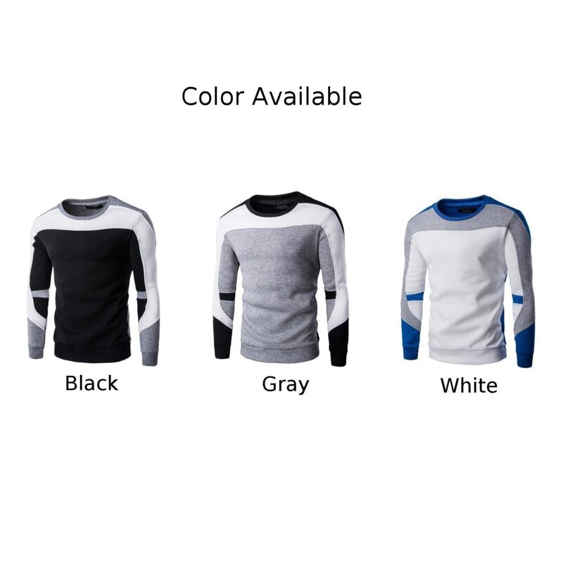 Color Block bluza bluza męska z wycięciem pod szyją w stylu Casual bluza z długim rękawem odpowiednia na sezon wiosenno-jesienno-zimowy