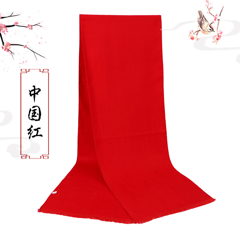 Fu personagem lenço vermelho médio-idade e idosos inverno chinês vermelho anual celebração aniversário cachecol bordado caixa de presente