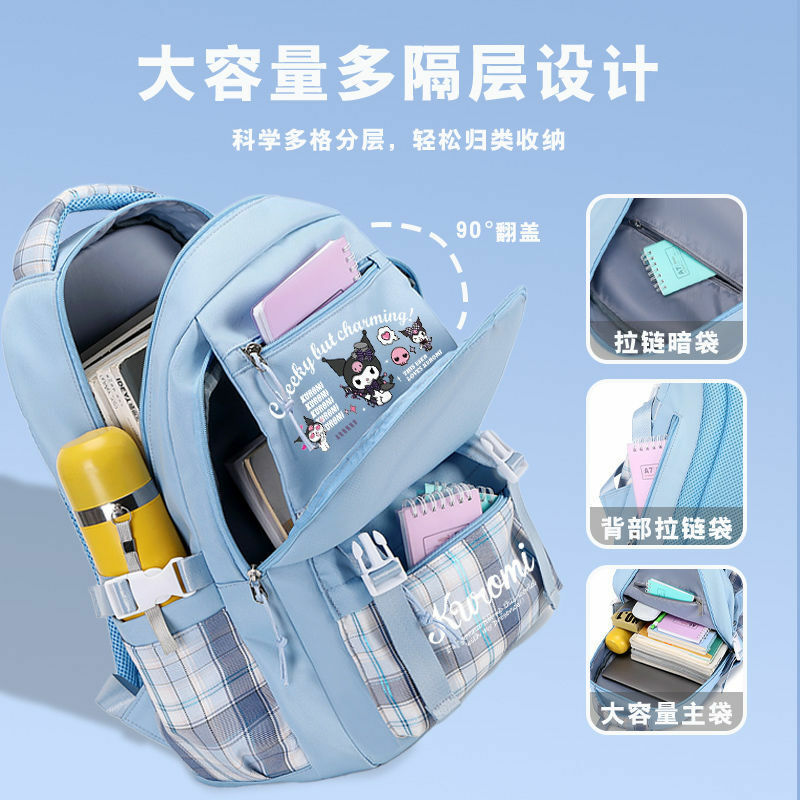 Sanrio กระเป๋านักเรียนนักศึกษาใหม่, กระเป๋าเป้สะพายหลังน่ารักการ์ตูนน้ำหนักเบาปกป้องกระดูกสันหลังจุของได้เยอะ