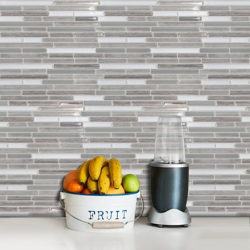 Cucina bagno decorazione della casa autoadesivo mosaico piastrelle decalcomania della parete fai da te vinile vetro grigio oblungo 3D Shell and Stick -1 fogli