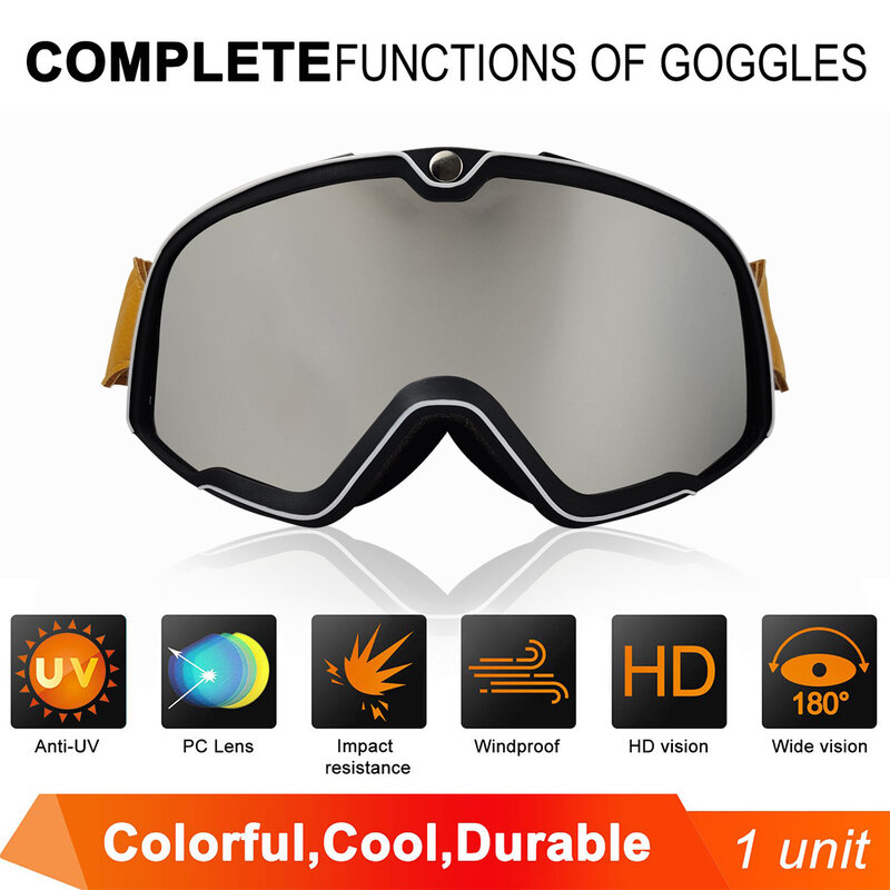 Retro Motorcycle Goggles Glasses Motocross Sunglasses Vintage Helmet Cycling Racing Cafe Racer Chopper,Ship within 24 hours
