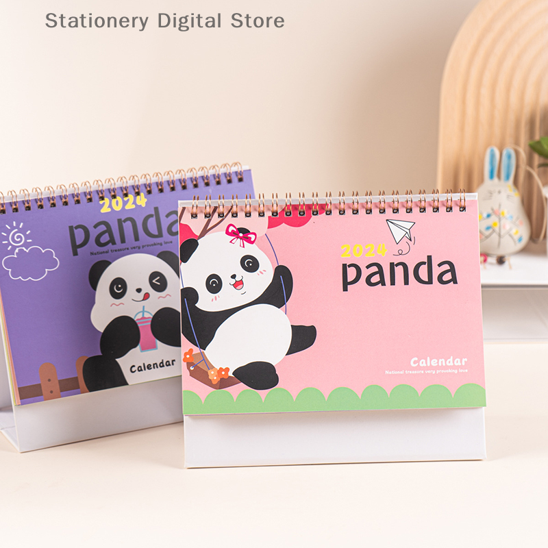 2024 Cartoon Panda calendario da tavolo ornamenti da tavolo calendario pianificatore giornaliero pianificatore da tavolo regalo di natale di capodanno