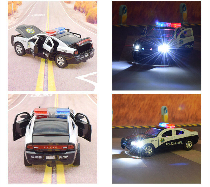 Police Station Wagon Car Model for Kids, Alloy Diecasts Veículos de brinquedo, Metal Model Simulation, Pull Back Collection, Presente, 1:32