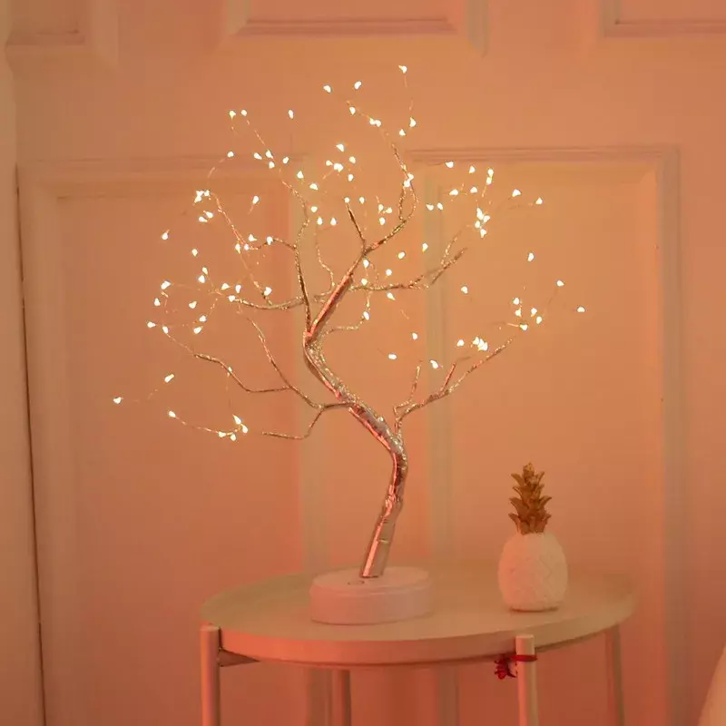 크리에이티브 LED 진주 나무 램프, 낭만적 인 꿈꾸는 안개꽃 선물 침실 침대 옆 테이블 램프 크리스마스 장식 야간 조명