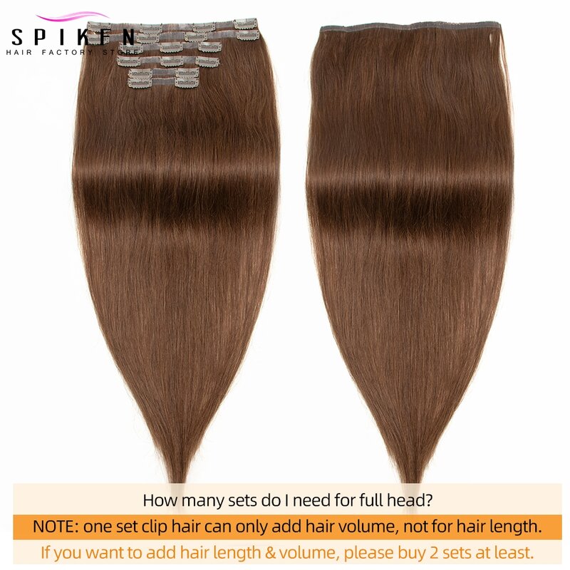 Human Hair Extensions Clip In 14"-24" 6pcs/set Natural Straight Invisible Hair Pieces Brazilian Machine Remy Clip Hair 120g