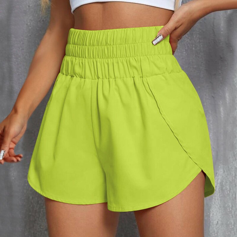Women's Shorts For Summer 2024 Fashion High Waist Sports Fitness Quick Dry Shorts Solid Comfort Stretch Outdoor Running Shorts