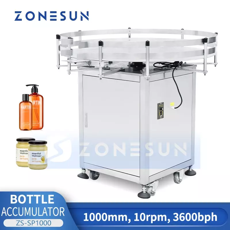 ZONESUN Automatic Bottle Accumulating Machine 100cm Diameter Turntable Rotary Accumulation Table for Production Line ZS-SP1000
