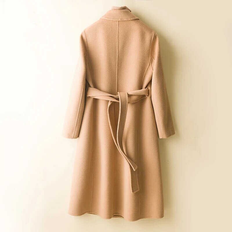 MODERN NEW SAGA женское шерстяное пальто 100% шерсть осеннее шерстяное пальто зимнее теплое шерстяное длинное пальто 100% шерсть женское кашемировое пальто с поясом кардиган женский верхняя одежда