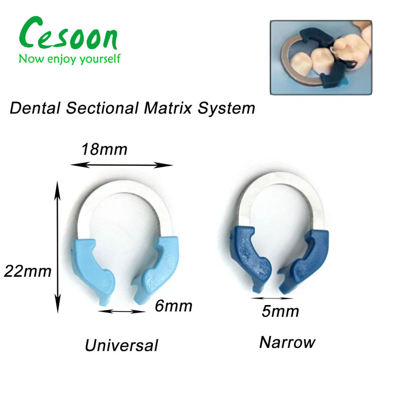Sistema de matriz secional dental Bandas de matriz contornadas Anel de fixação de titânio níquel estreito universal