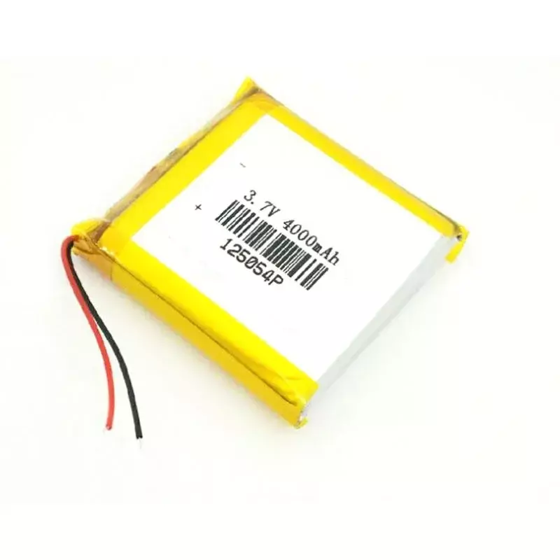Baterai Li-ion isi ulang Lipo polimer Lipo 4000mAh 3.7V 125054 untuk ponsel pintar mainan instrumen navigasi MP3 MP4
