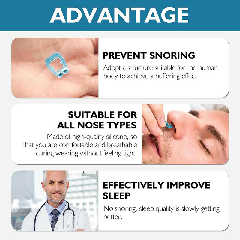 1-8PCS Anti Snoring Devices Silicone Magnetic Anti Snoring Nose Clip Easy Breathe Improve Sleeping Aid Apnea Guard Night Device