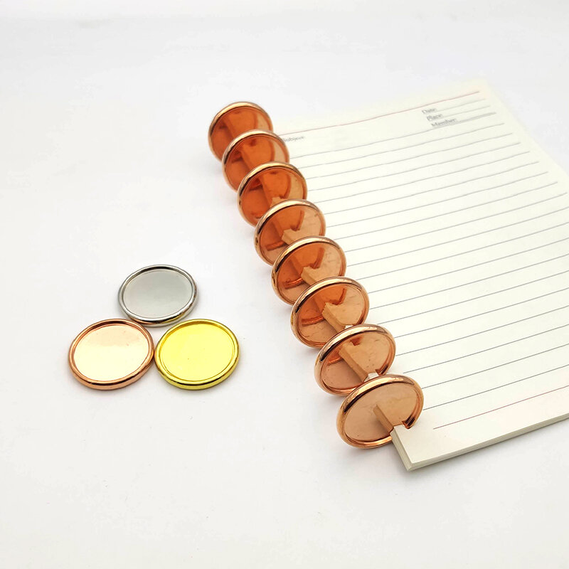 Notebook Binder Discos para Planejador, Rosa de Ouro, Plástico Cogumelo Encadernação Buckle, Binder Ring Discos, Acessórios Scrapbooking, 19-35mm