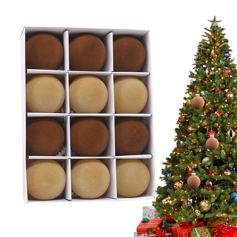 Bolas de veludo para decoração de árvore de Natal, suspensas, festivas, decoração, produtos para festas, 12 unid