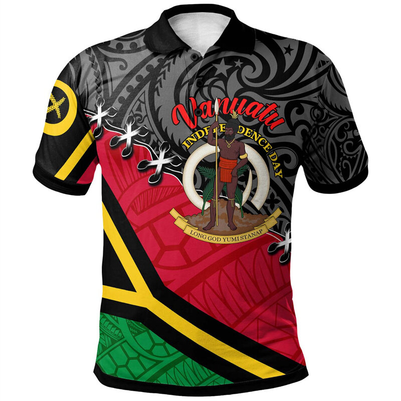 Camisa polo gráfica tonga havaiana masculina, impressão em 3D, brasão, mangas curtas, camiseta infantil, camiseta de lapela polinésia, moda