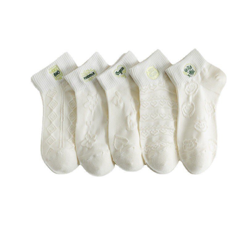 Calcetines de algodón con letras bordadas para mujer, medias versátiles personalizadas en relieve, moda coreana, D104