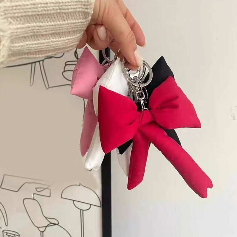 3D Bowknot Keychain para meninas, doce grande arco chaveiro, pingente de bolsa de moda, mochila pendurada decoração, presentes casal, moda