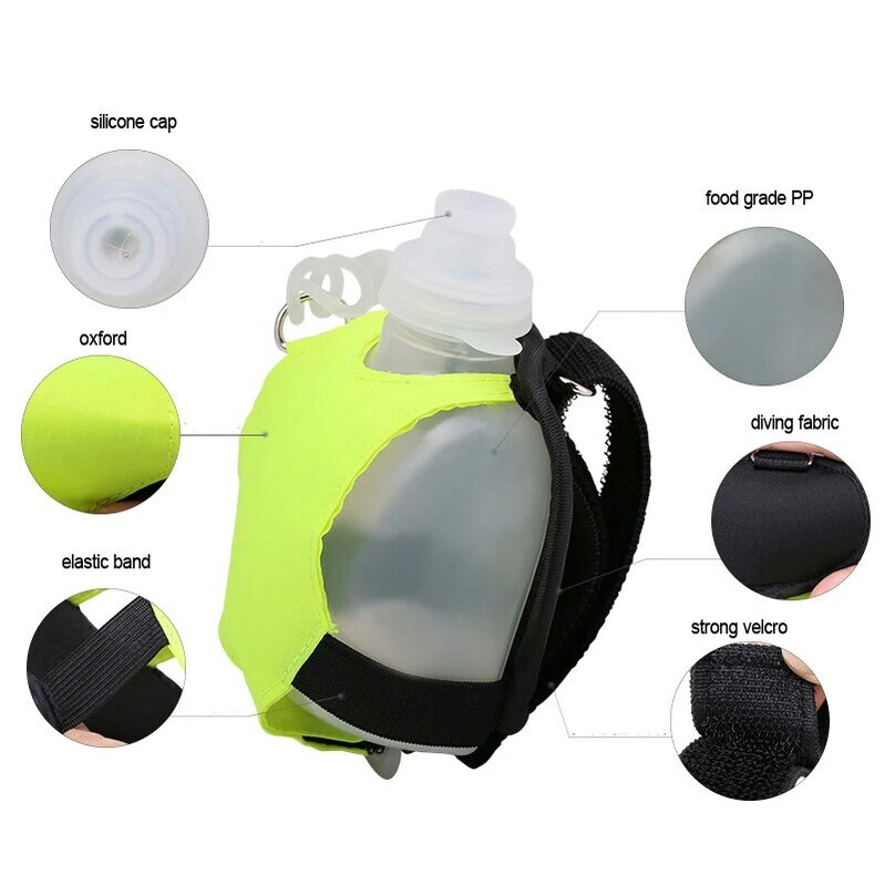 Mini botella de agua de muñeca para correr, soporte para hervidor, bolsa de almacenamiento de muñeca, paquete de hidratación, matraz suave para maratón, equitación, Fitness, escalada