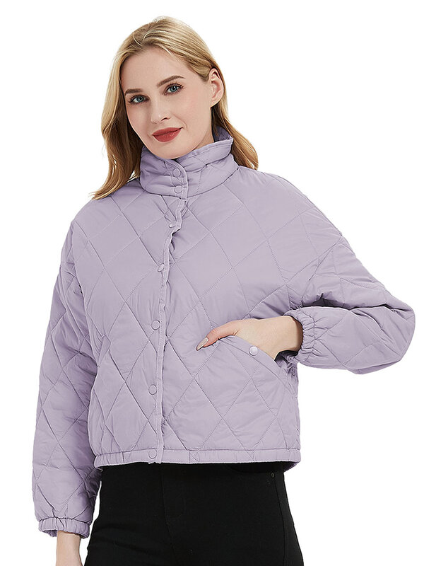 Giolshon-女性用の超軽量ジャケット,コート,羽毛の襟,パッド入り,いくつかの色で利用可能