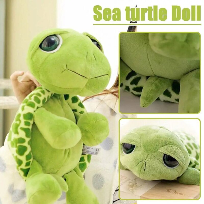 20cm hijau laut lembut indah mata besar kura-kura bantal boneka hewan mainan mewah untuk anak-anak hadiah ulang tahun Natal K B8b1