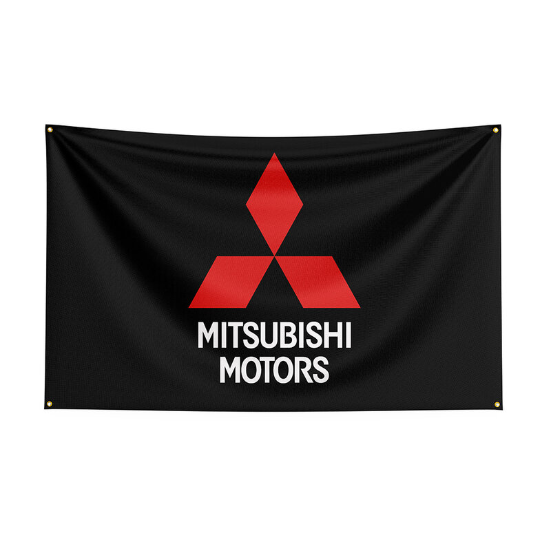 Bandera de coche de carreras con estampado de poliéster, Banner para decoración, Mitsubishis, 90x150cm