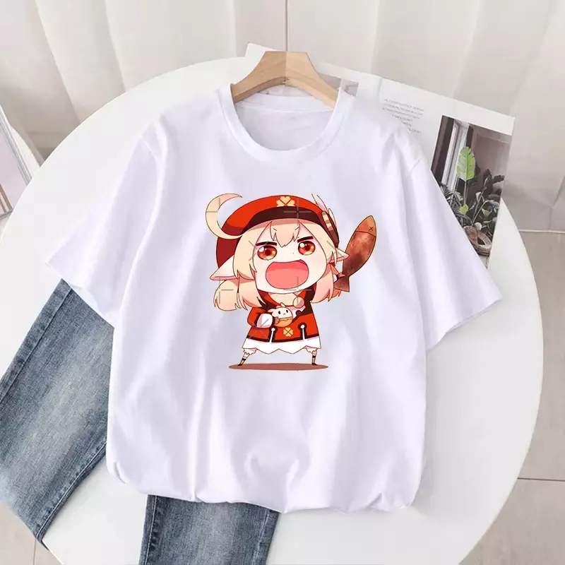 Новинка, женская футболка с принтом Genshin Impact Game, уличная одежда в стиле Харадзюку, милая мультяшная футболка с рисунком, Повседневная футболка
