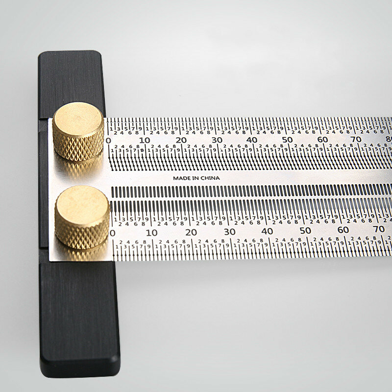 Woodworking DIY measuring tool, marking ruler, stainless steel hole measurement, T-shaped hole ruler, straight edge
