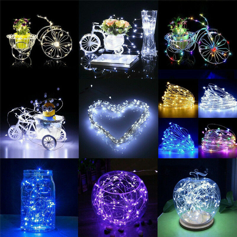 New 20-100 LED Fairy Lights String Battery Copper Sliver Wire Xmas Party