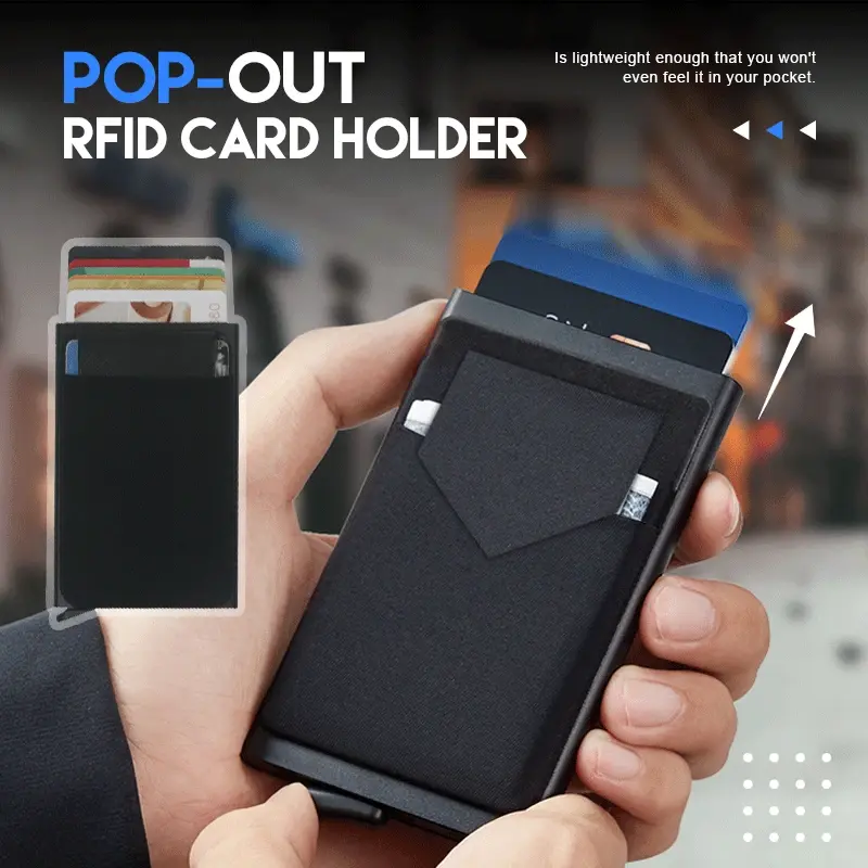 DIENQI – porte-cartes intelligent Rfid en métal mince pour hommes et femmes, portefeuille minimaliste Pop Up, petit sac à main noir en métal