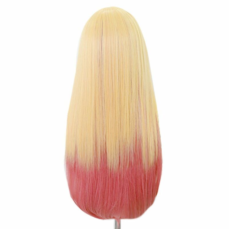 Peluca de cabello sintético para Cosplay, pelo largo y liso, color amarillo degradado, morado oscuro