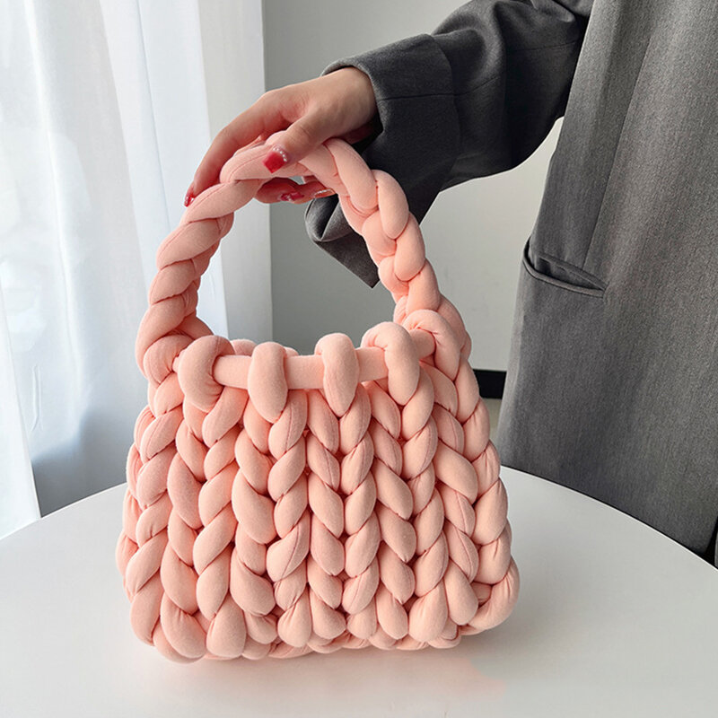 Женская дизайнерская брендовая роскошная сумка JIOMAY, модель 2024 года, мягкая плетеная вручную модная Милая Женская Повседневная вязаная крючком сумка